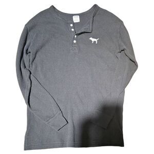 Victoria's Secret Pink Black Waffle Long Sleeve Shirt